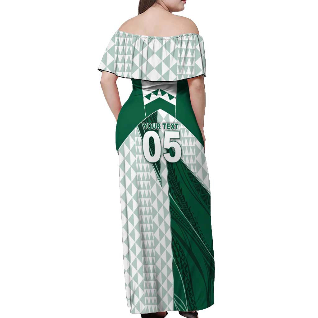 Custom Hawaii Volleyball Off Shoulder Maxi Dress Shaka Aloha Hand