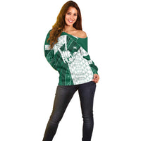 Custom Hawaii Volleyball Off Shoulder Sweater Shaka Aloha Hand