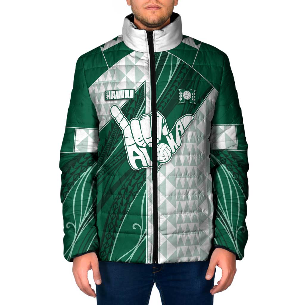 Custom Hawaii Volleyball Padded Jacket Shaka Aloha Hand