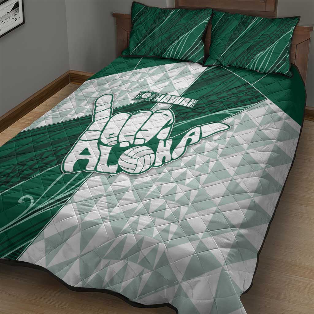 Hawaii Volleyball Quilt Bed Set Shaka Aloha Hand