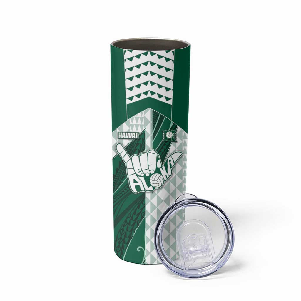 Custom Hawaii Volleyball Skinny Tumbler Shaka Aloha Hand