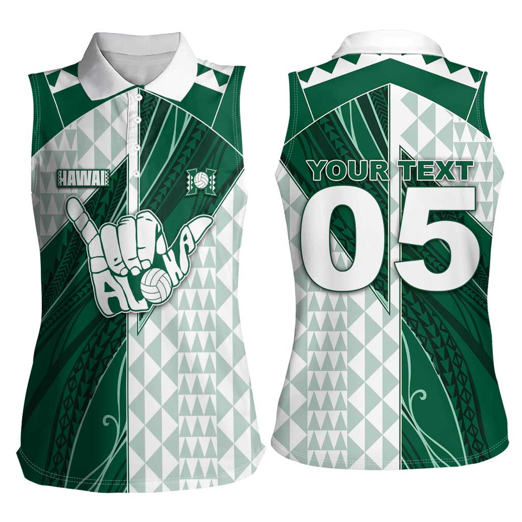 Custom Hawaii Volleyball Women Sleeveless Polo Shirt Shaka Aloha Hand