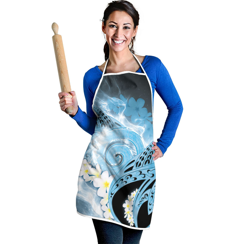 Piko Hawaiian Apron Blue Galaxy Spiral Plumeria Tribal Patterns