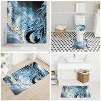 Piko Hawaiian Bathroom Set Blue Galaxy Spiral Plumeria Tribal Patterns
