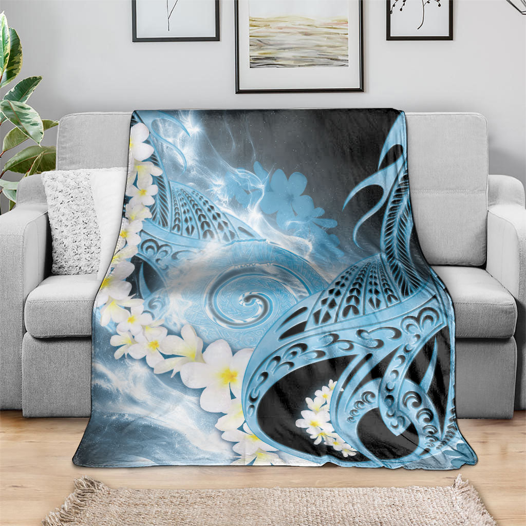 Piko Hawaiian Blanket Blue Galaxy Spiral Plumeria Tribal Patterns