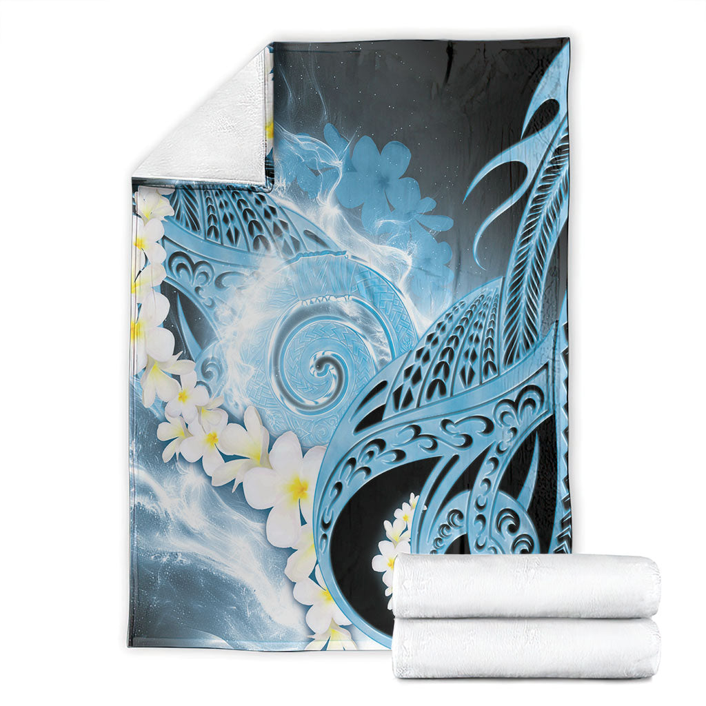 Piko Hawaiian Blanket Blue Galaxy Spiral Plumeria Tribal Patterns