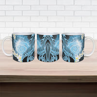 Piko Hawaiian Ceramic Mug Blue Galaxy Spiral Plumeria Tribal Patterns