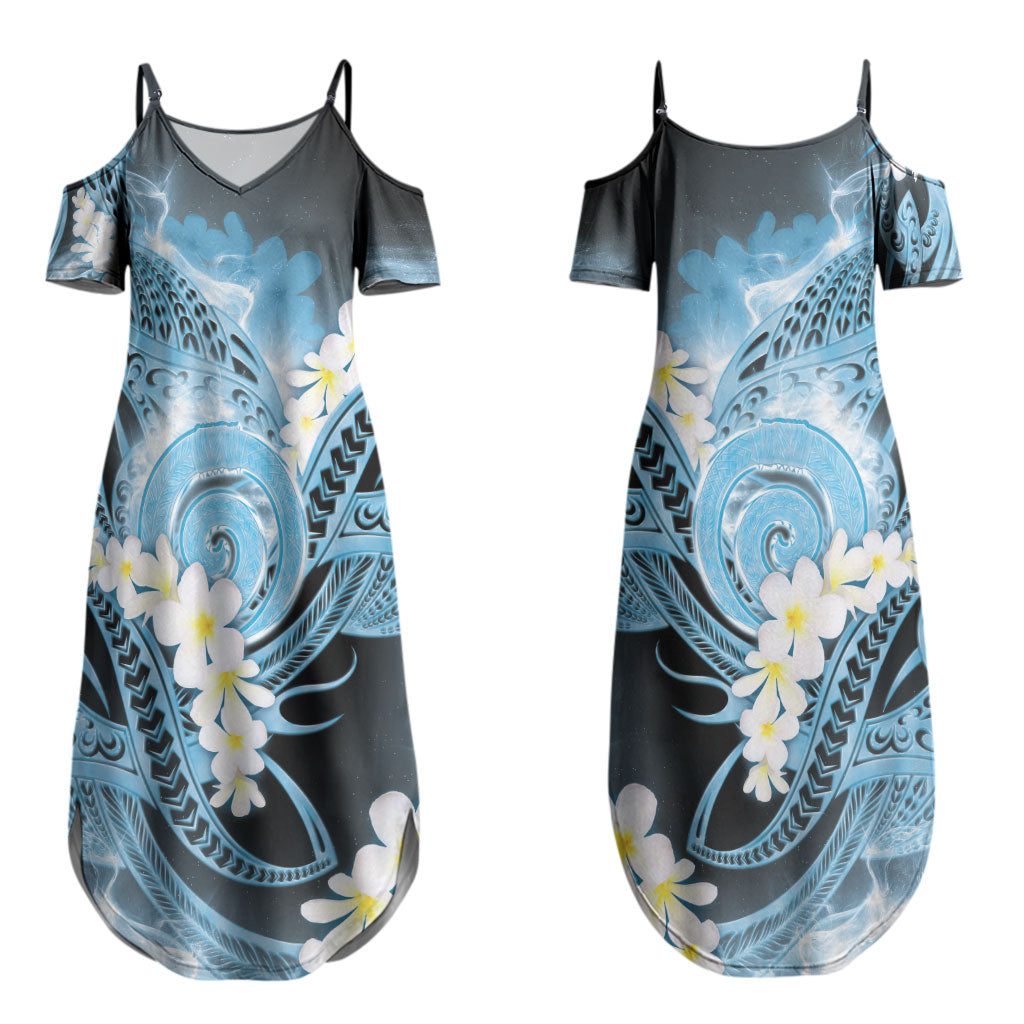 Piko Hawaiian Couples Matching Summer Maxi Dress and Hawaiian Shirt Blue Galaxy Spiral Plumeria Tribal Patterns