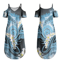 Piko Hawaiian Couples Matching Summer Maxi Dress and Hawaiian Shirt Blue Galaxy Spiral Plumeria Tribal Patterns