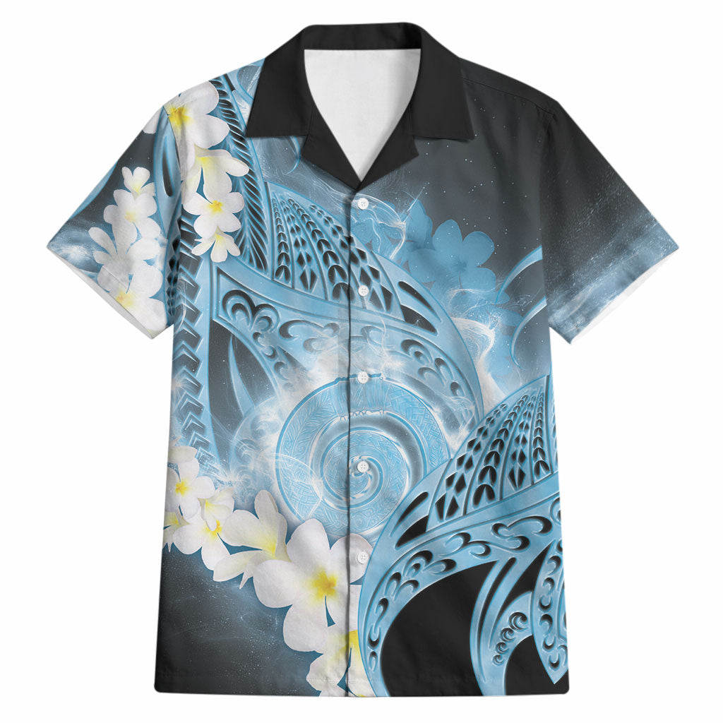 Piko Hawaiian Hawaiian Shirt Blue Galaxy Spiral Plumeria Tribal Patterns