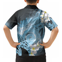 Piko Hawaiian Kid Hawaiian Shirt Blue Galaxy Spiral Plumeria Tribal Patterns