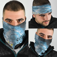 Piko Hawaiian Neck Gaiter Blue Galaxy Spiral Plumeria Tribal Patterns