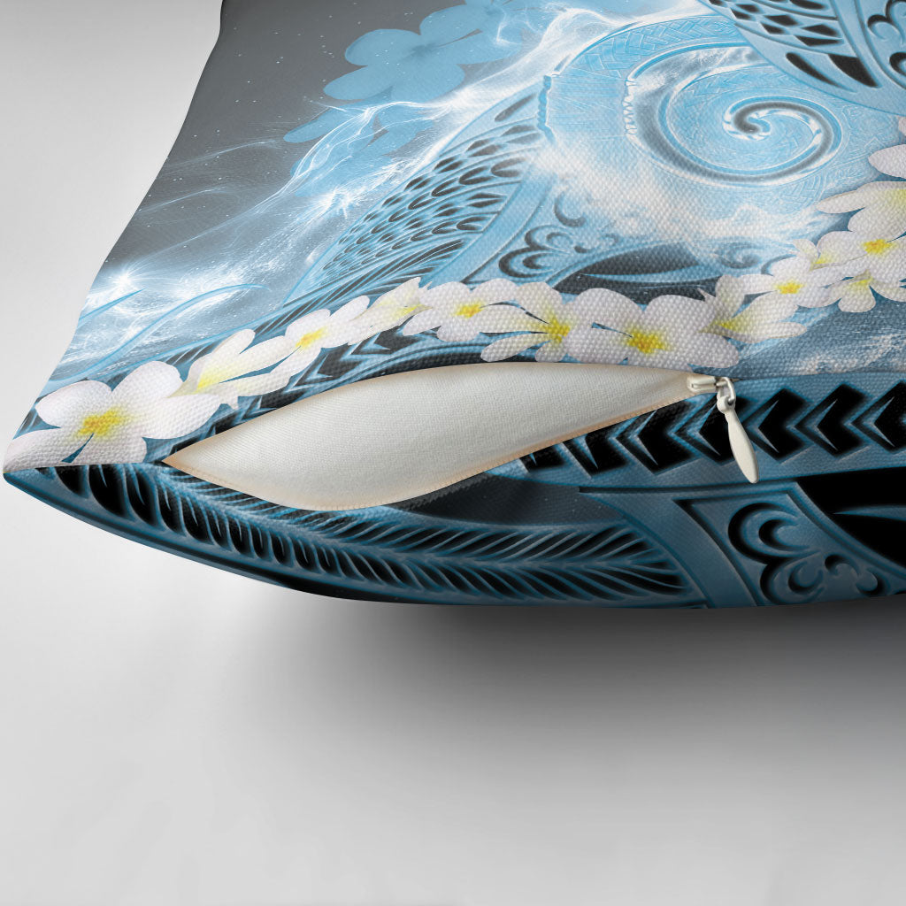 Piko Hawaiian Pillow Cover Blue Galaxy Spiral Plumeria Tribal Patterns