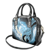 Piko Hawaiian Shoulder Handbag Blue Galaxy Spiral Plumeria Tribal Patterns