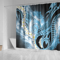 Piko Hawaiian Shower Curtain Blue Galaxy Spiral Plumeria Tribal Patterns