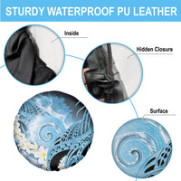 Piko Hawaiian Spare Tire Cover Blue Galaxy Spiral Plumeria Tribal Patterns
