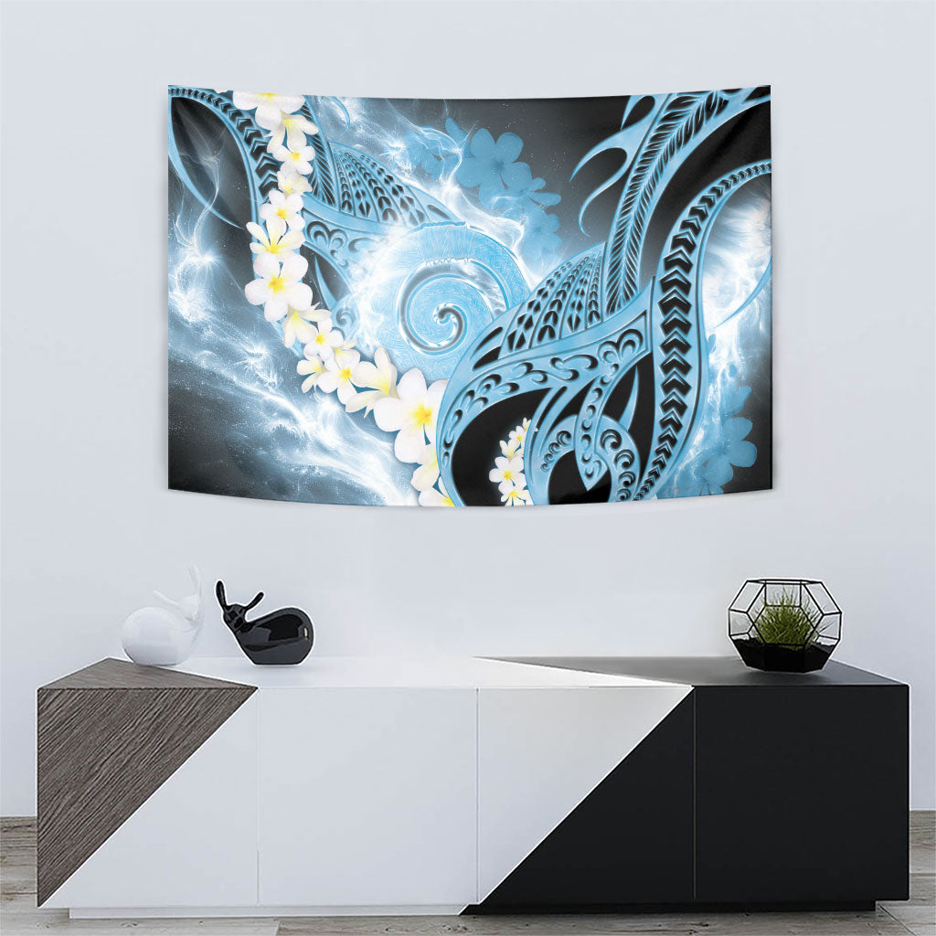 Piko Hawaiian Tapestry Blue Galaxy Spiral Plumeria Tribal Patterns
