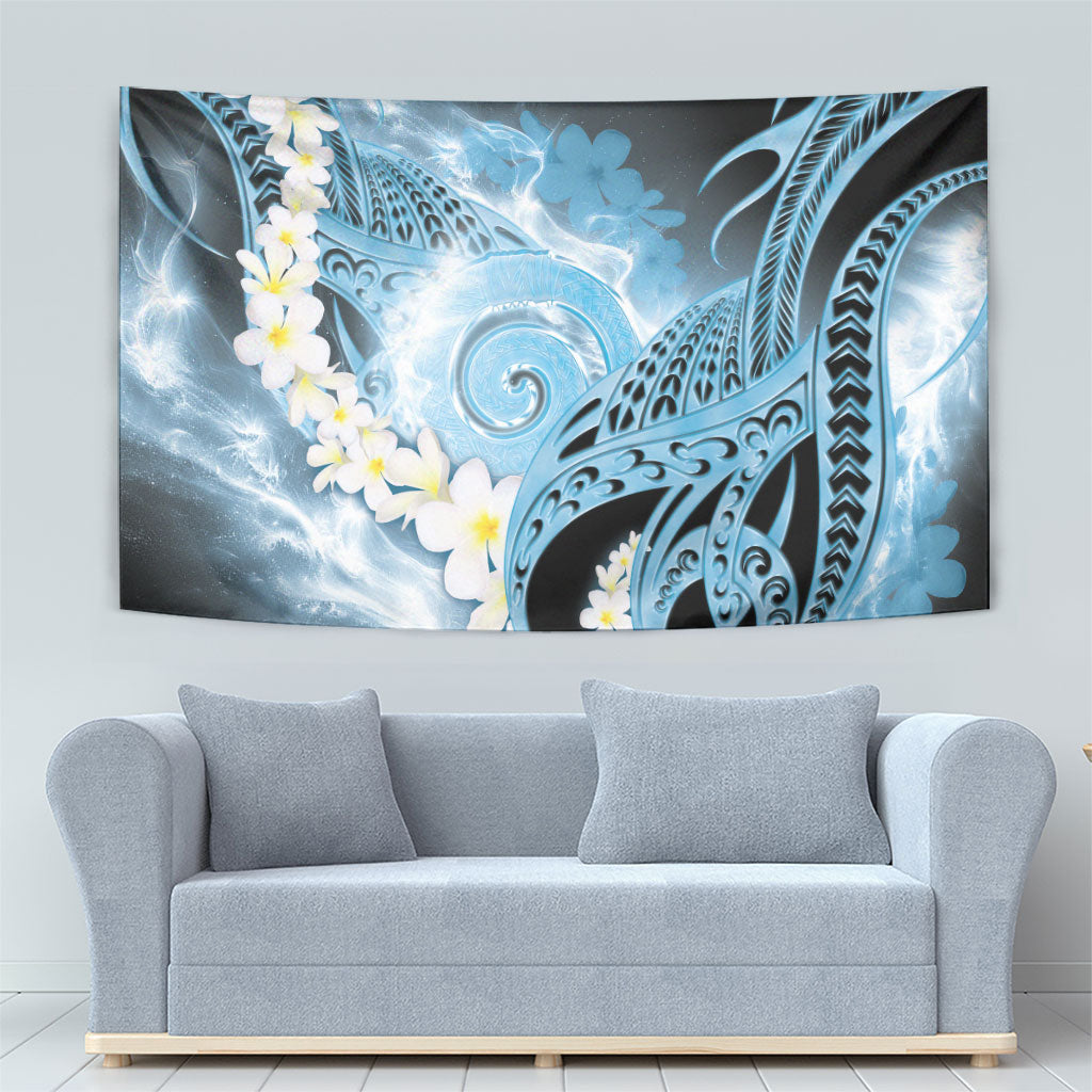 Piko Hawaiian Tapestry Blue Galaxy Spiral Plumeria Tribal Patterns