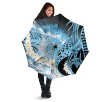 Piko Hawaiian Umbrella Blue Galaxy Spiral Plumeria Tribal Patterns
