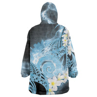 Piko Hawaiian Wearable Blanket Hoodie Blue Galaxy Spiral Plumeria Tribal Patterns
