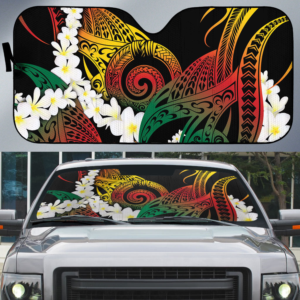 Piko Hawaiian Auto Sun Shade Gradient Spiral Plumeria Tribal Patterns