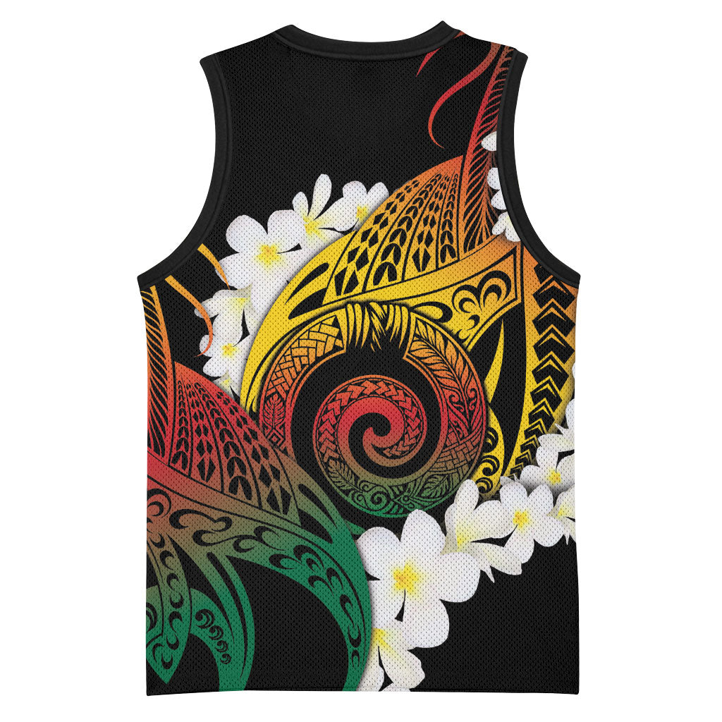 Piko Hawaiian Basketball Jersey Gradient Spiral Plumeria Tribal Patterns