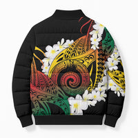 Piko Hawaiian Bomber Puffer Jacket Gradient Spiral Plumeria Tribal Patterns
