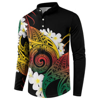 Piko Hawaiian Button Sweatshirt Gradient Spiral Plumeria Tribal Patterns