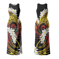 Piko Hawaiian Couples Matching Tank Maxi Dress and Hawaiian Shirt Gradient Spiral Plumeria Tribal Patterns