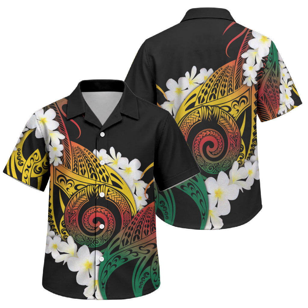 Piko Hawaiian Family Matching Long Sleeve Bodycon Dress and Hawaiian Shirt Gradient Spiral Plumeria Tribal Patterns