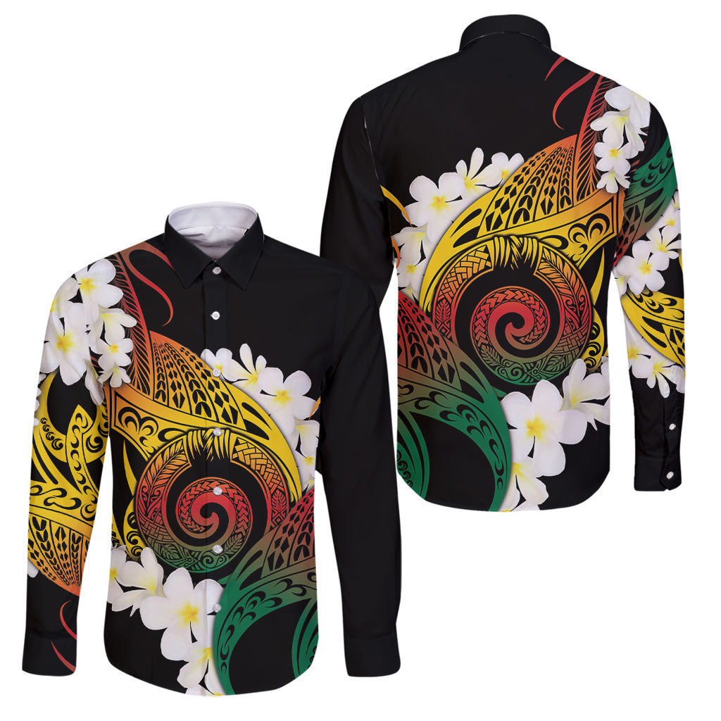 Piko Hawaiian Family Matching Mermaid Dress and Hawaiian Shirt Gradient Spiral Plumeria Tribal Patterns