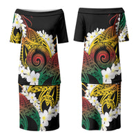 Piko Hawaiian Family Matching Puletasi and Hawaiian Shirt Gradient Spiral Plumeria Tribal Patterns