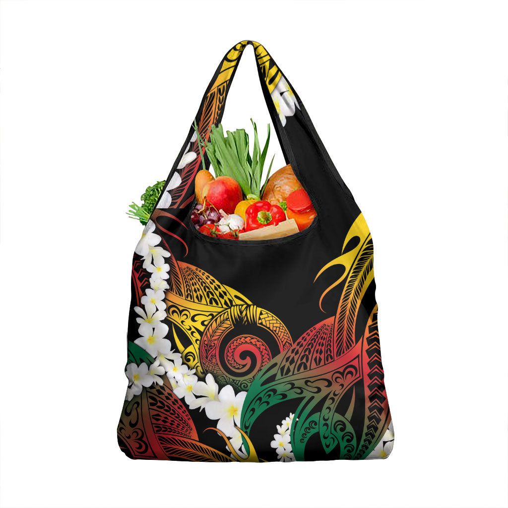 Piko Hawaiian Grocery Bag Gradient Spiral Plumeria Tribal Patterns