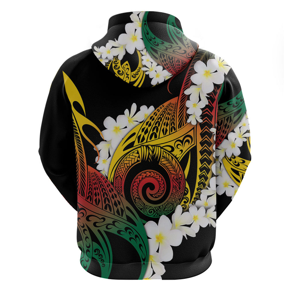 Piko Hawaiian Hoodie Gradient Spiral Plumeria Tribal Patterns
