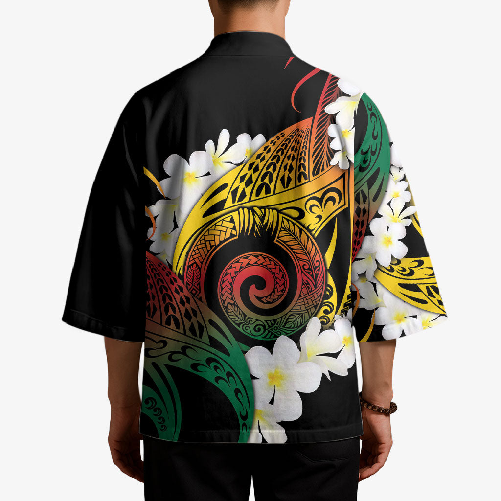 Piko Hawaiian Kimono Gradient Spiral Plumeria Tribal Patterns
