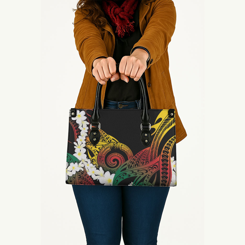 Piko Hawaiian Leather Bag Gradient Spiral Plumeria Tribal Patterns