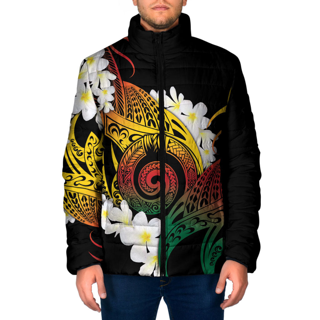 Piko Hawaiian Padded Jacket Gradient Spiral Plumeria Tribal Patterns DT05 Men Multicolor - Polynesian Pride