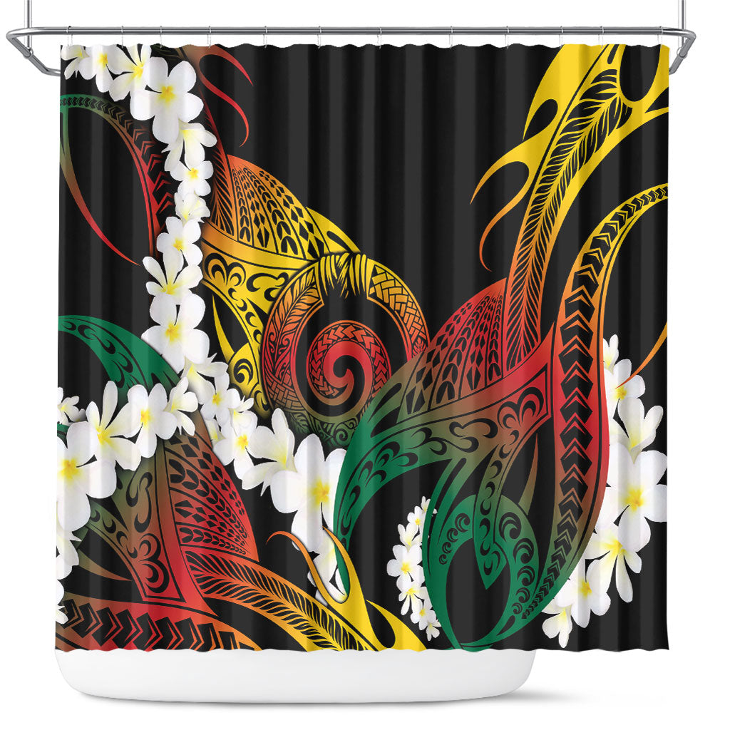 Piko Hawaiian Shower Curtain Gradient Spiral Plumeria Tribal Patterns