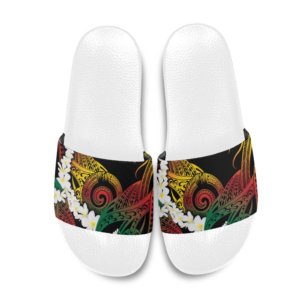 Piko Hawaiian Slide Sandals Gradient Spiral Plumeria Tribal Patterns