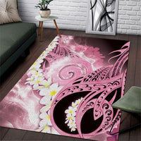 Piko Hawaiian Area Rug Pink Galaxy Spiral Plumeria Tribal Patterns