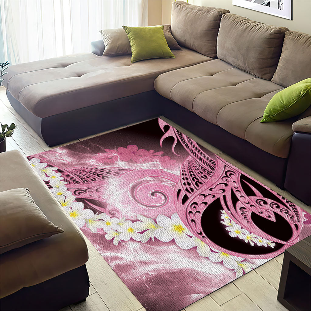 Piko Hawaiian Area Rug Pink Galaxy Spiral Plumeria Tribal Patterns