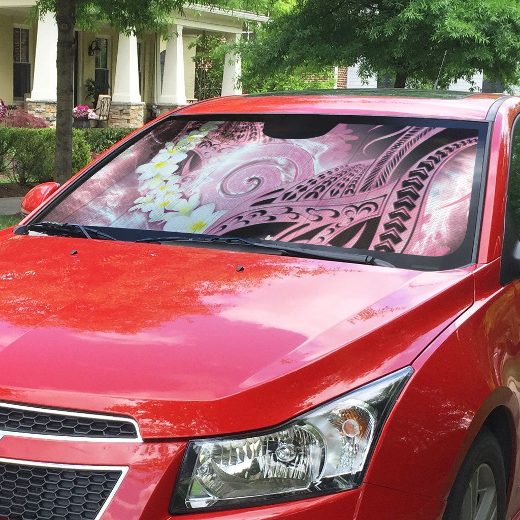 Piko Hawaiian Auto Sun Shade Pink Galaxy Spiral Plumeria Tribal Patterns