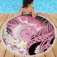 Piko Hawaiian Beach Blanket Pink Galaxy Spiral Plumeria Tribal Patterns