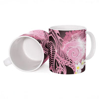 Piko Hawaiian Ceramic Mug Pink Galaxy Spiral Plumeria Tribal Patterns
