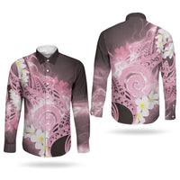 Piko Hawaiian Couples Matching Short Sleeve Bodycon Dress and Long Sleeve Button Shirt Pink Galaxy Spiral Plumeria Tribal Patterns