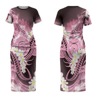 Piko Hawaiian Couples Matching Short Sleeve Bodycon Dress and Long Sleeve Button Shirt Pink Galaxy Spiral Plumeria Tribal Patterns