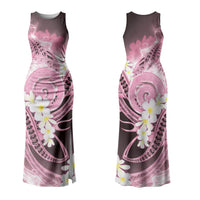 Piko Hawaiian Couples Matching Tank Maxi Dress and Long Sleeve Button Shirt Pink Galaxy Spiral Plumeria Tribal Patterns