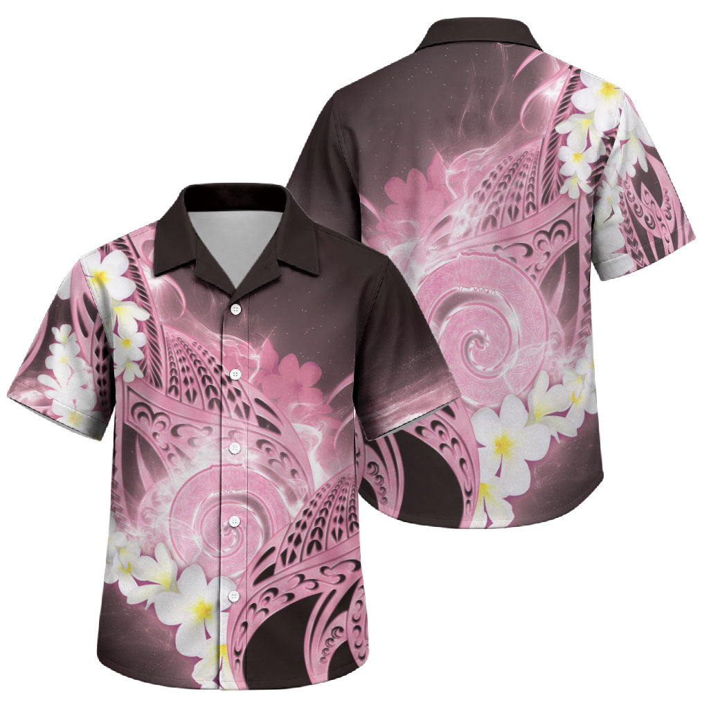 Piko Hawaiian Family Matching Puletasi and Hawaiian Shirt Pink Galaxy Spiral Plumeria Tribal Patterns