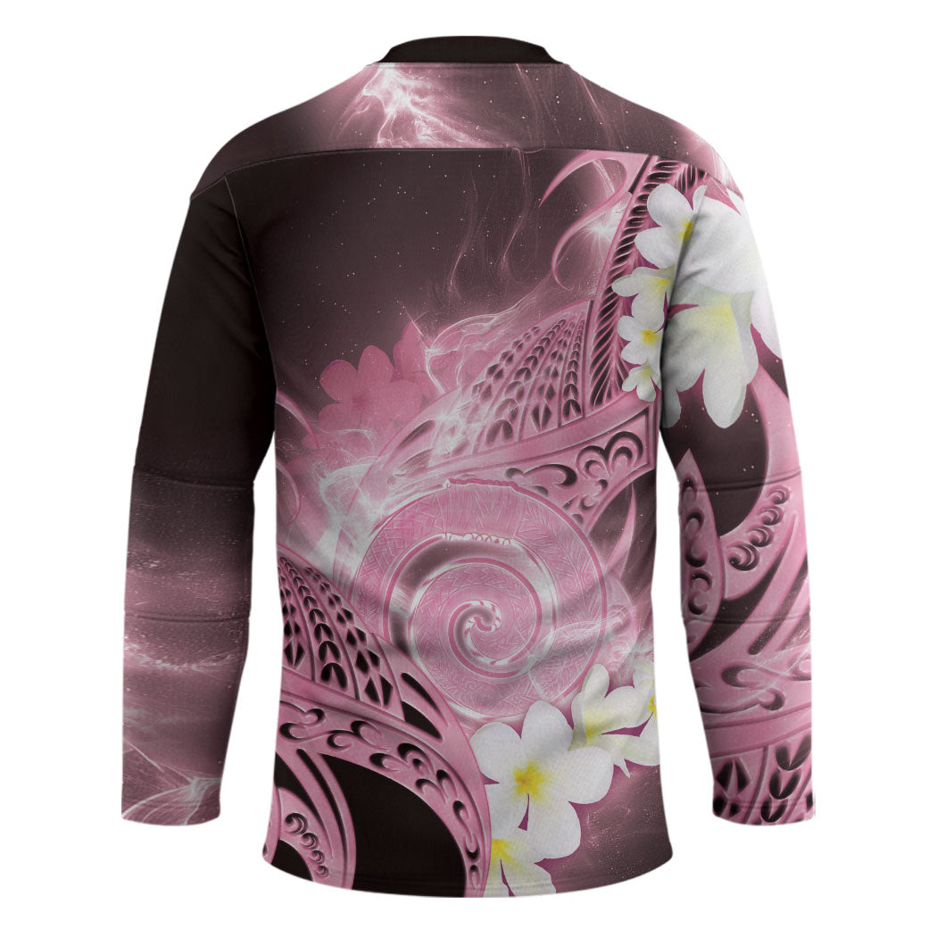 Piko Hawaiian Hockey Jersey Pink Galaxy Spiral Plumeria Tribal Patterns