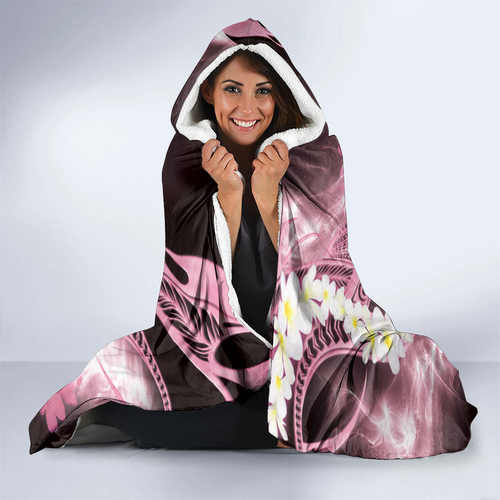 Piko Hawaiian Hooded Blanket Pink Galaxy Spiral Plumeria Tribal Patterns